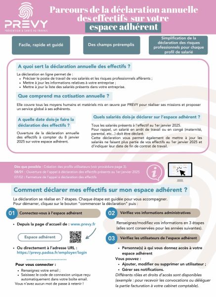 Flyer appel a declaration effectifs 2025 1 - - Parcours de la déclaration annuelle des effectifs sur votre espace adhérent - PREVY Prévention & Santé au Travail