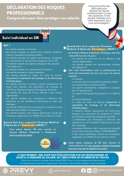 Guide de declaration risques professionnels sur espace adherent avec exemples - risque professionnel - Fiche - Aide à la déclaration des risques professionnels - SI - SIA - SIR - PREVY Prévention & Santé au Travail